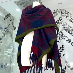 NWT Italian Made Plaid Open Front Knit Poncho Cardigan by CHERISHH